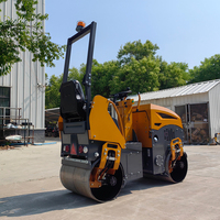 Compacteur routier à double tambour hydraulique entièrement intégré, refroidi par eau, pour asphalte et sol, avec moteur diesel/essence de 1 tonne