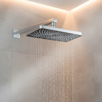 Pommeau de douche de plafond rectangulaire chromé de 12 pouces en laiton de haute qualité et haute pression, avec buse réglable en silicone liquide pour effet pluie, pour salle de bain