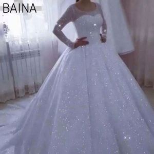 Vestido de Novia de Lujo con Cola Larga y Brillante, Estilo Africano, Manga Larga, para Mujer, el Más Vendido - Product Image 4