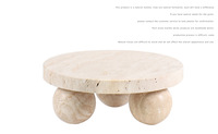 SAIDKOCC Nieuwe Chinese Stijl Natuurlijke Beige Travertijn Ronde Fruit Schaal Presentatieplateau Modern Geavanceerd Esthetisch Praktisch