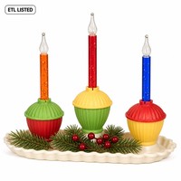 Lampes à bulles de Noël homologuées ETL, 3 lumières, bougies C7, culot E12, 120V, IP45, 2700K, pointe de flamme, 3 pieds