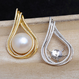 Colgante Grande de Plata S925 con Forma de Gota, 12-14 mm, Accesorio para Joyería de Perlas, Producto Semiacabado JG5979 - Product Image 1