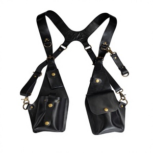 Sac à bandoulière tactique FAZMAX Bllack Oxford unisexe, sac à dos à bandoulière, doublure en cuir véritable, fermeture éclair, sangle détachable - Product Image 1