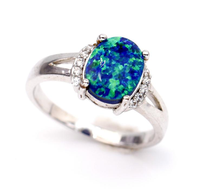 Bague de fiançailles en argent sterling 925 plaqué noir, incrustation d'opale tropicale, opale de feu blanche et topaze mystique ronde, vente en gros