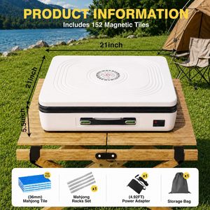 Portable Automatic Mahjong <b>Table</b> Suitcase Stylewith Handle 4-Player <b>Folding</b> Machine With Tiles for Home Travel Portable Automati - Product Image 6
