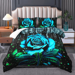 Tùy Chỉnh Mô Hình Tình Yêu Màu Đỏ Trái Tim Hoa Hồng Hoa 3D Kỹ Thuật Số In Ấn Bộ Đồ Giường 3Pcs <span class=keywords><strong>Comforter</strong></span> Bộ - Product Image 3
