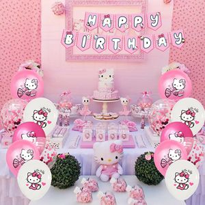 Venta al por mayor <span class=keywords><strong>Hello</strong></span> <span class=keywords><strong>Kitty</strong></span> Niñas Fiesta de cumpleaños Vajilla desechable Cake Topper Globo Niños Favores KT Globo Fiesta Decoración Suministros - Product Image 3