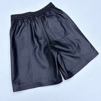 Shorts en cuir de mouton noir 100% pour femme, multi-poches symétriques, cuir souple de qualité supérieure, bas en cuir, décontracté, pour tous les jours, style streetwear