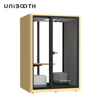 Cabine téléphonique UNIBOOTH robuste en aluminium, insonorisée 30 dB, ignifuge ISO 23351, à montage rapide, pour salle de réunion, usine, exportation mondiale