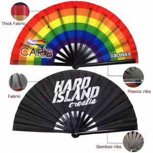 Abanico de mano grande de bambú chino de 13 pulgadas con sonido fuerte, abanico de baile, abanico grande con logotipo personalizado - Product Image 1