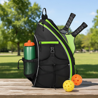 Sac à bandoulière Pickleball réglable en polyester avec fermeture éclair pour hommes/femmes, grande capacité, crochet pour clôture, résistant à l'eau