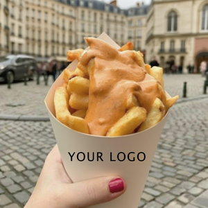 Wholesale Manufacturer <b>Kraft</b> Paper <b>Box</b> Chip <b>Box</b> French Fries Paper Cone Packaging - Product Image 1