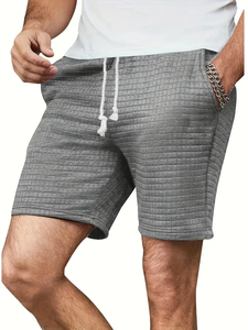 Design chic hommes taille moyenne Plaid Texture tricot Shorts décontracté et à la mode Shorts d'été avec poches à cordon pour livraison directe - Product Image 2