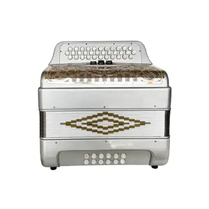SEASOUND OEM 34 Buttons 12 Bass 3 Register Silver Gold Grill Accordion Accordions Musical JB3412C