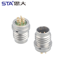 Cable de Sensor Triaxial para PCB de Sinterización de Vidrio, 4 Pines, Conector Hermético de Acero Inoxidable/Aleación de Titanio, US 1/4-28UNF a BNC