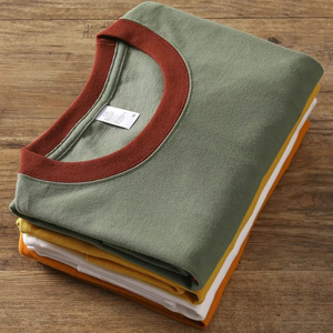 High Quality ODM Ready to Ship Wholesale Custom Logo 270g Cotton Blank Cropped Minimalist Retro Vintage <strong>Ringer</strong> <strong>T</strong> <strong>Shirt</strong> <strong>Men</strong> - Product Image 4