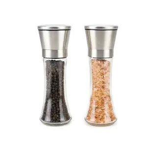 180Ml di ceramica in acciaio inox sale e pepe macina vetro barattolo sale e pepe macinino Set con supporto