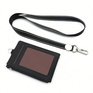 Custom Pu Leather Multi-Slot Flip Cover Case Foldable Work Id Card Holders & Badge Reels With <b>Polyester</b> <b>Lanyards</b> - Product Image 2