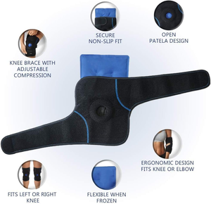Enveloppe de thérapie chaud-froid antidérapante pour le <span class=keywords><strong>genou</strong></span>, soutien de compression ergonomique avec pack de gel amovible, genouillère réutilisable pour soulager la douleur - Product Image 1