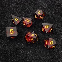 Tout nouveau dés liquides à noyau rouge dés en résine transparente à tranchants accessoires de jeu de table ensemble de dés en résine du MDN