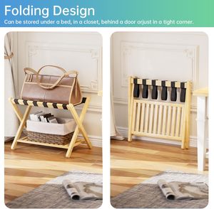 Étagère de support de <span class=keywords><strong>valise</strong></span> de <span class=keywords><strong>porte</strong></span>-bagages en bambou pliable de haute qualité <span class=keywords><strong>pour</strong></span> <span class=keywords><strong>chambre</strong></span> à coucher et <span class=keywords><strong>chambre</strong></span> d'amis d'hôtel - Product Image 4