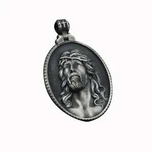 Charms Jewelry Accessories European American Style New Fashion Retro Jesus Elliptical Piece Brass Pendant