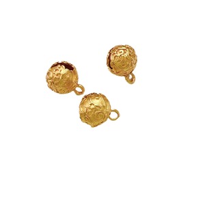 Electroplated Alloy <b>Small</b> <b>Bell</b> Hollow Gold Plated Tiger Head Pendant For Necklace Making DIY Jewelry Accessories Round Shape - Product Image 5
