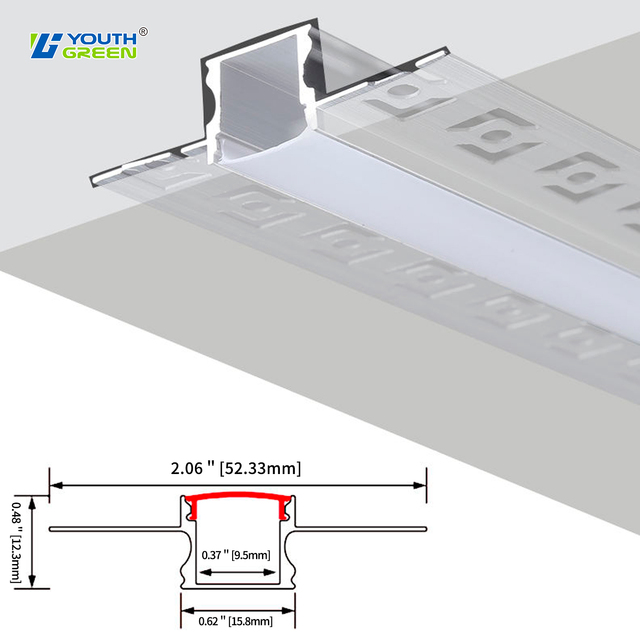Embedded Seamless Strip Light 1M 2M 3M LED Trimless Drywall Aluminum Channel Profile Strip Light with Milky Diffuser