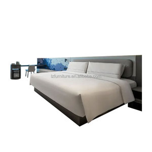 Budget-friendly 3 Star Hotel Bedroom Furniture Sets Customizable <b>Queen</b> King <b>Bed</b> Frame with Headboard Nightstands & Workstation - Product Image 2