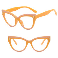 DL lunettes Rivet noir blanc Panda lumière plate cadre en plastique Anti lumière bleue rétro optique oeil de chat lunettes de lecture pour les femmes