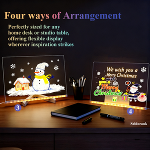 Lampu malam LED, 7 warna, lampu malam LED, papan pesan USB, braket akrilik Modern, fitur dapat dihapus, papan catatan gambar anak-anak kreatif - Product Image 5