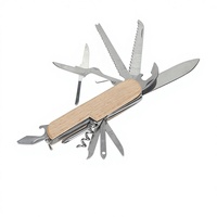 Couteau pliant multifonction 9 ouvertures 11 fonctions avec lame en acier inoxydable et manche en bois, outils de camping en plein air