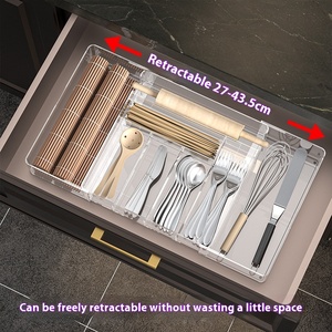 Sự lựa chọn vui vẻ có thể tháo rời nhựa dao kéo lưu trữ khay mở rộng nhà bếp ngăn kéo và hộ gia đình phân loại gia vị hộp phân loại - Product Image 2