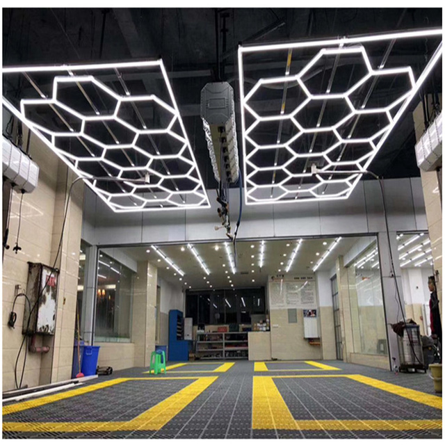 SUEZ Hexagon Detailing Workshop Working Light Garage Ceiling Hexagonal Led Light Honeycomb Lights for Car Shop