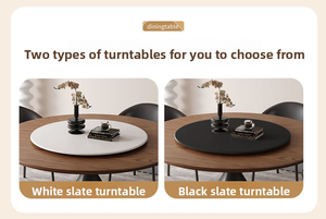 Table à manger ronde en bois massif, style rétro français, adaptée aux petits ménages, avec un <span class=keywords><strong>plateau</strong></span> rotatif en marbre - Product Image 4