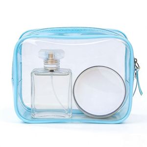 Women's Fashion PVC Waterproof <b>Transparent</b> Cosmetic <b>Bags</b> for and <b>Makeup</b> with Zipper Closure and Letter Pattern - Product Image 1