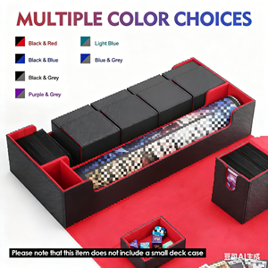 Boîte <span class=keywords><strong>de</strong></span> rangement pour cartes à collectionner en cuir robuste, noire et rouge, multi-usages pour jeux <span class=keywords><strong>de</strong></span> <span class=keywords><strong>société</strong></span>, cartes, dés et collections - Product Image 2