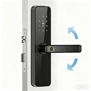 OEM ODM ขายส่ง สมาร์ทล็อคประตู Tuya/TTlock WIFI ระบบเข้าออกไร้กุญแจ ดิจิตอล สแกนลายนิ้วมือ อลูมิเนียม ไม้ เมมโมรี่การ์ด FM-028 สำหรับบ้าน รุ่น Wood - Product Image 1