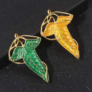 Periferia Loren spilla foglia d'albero spilla elfica principe foglie verdi corpetto donna distintivo alla moda zaino accessori di stoffa - Product Image 5