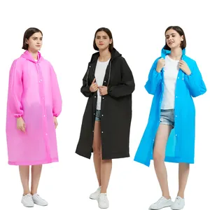 Raincoat Manufactures Waterproof Reusable EVA Raincoat PEVA Long Rain Ponchos For Men Ladies