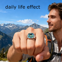 Bague Chevalière Bohème Personnalisée en Acier Inoxydable Plaqué Or PVD avec Coquille d'Ormeau Naturelle, Étanche, pour Hommes et Femmes, Usage Quotidien