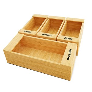 Universally Compatible 4 pcs Bamboo Organizer Food Bag Drawer Storage Organizer on Sale