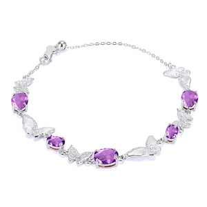 9 Pulseras de Plata de Ley 925 con Acabado Cepillado y Mariposas, Joyería con Piedras Naturales de Corte Ovalado y Gemas de Colores - Product Image 1