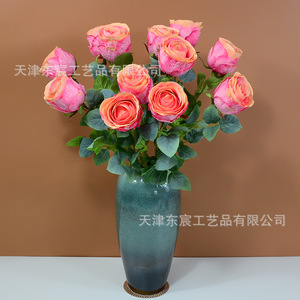 Fleur artificielle Dongchen Crafts Snowflake Rose à tige unique, décoration de mariage, décoration de la maison, grande taille, rose, blanc, champagne - Product Image 3