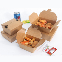 Caja Desechable para Llevar Comida, de Papel Kraft Antigrasa, Impresa Personalizada, para Pollo Frito, Sushi, Restaurantes de Comida Rápida, Reciclable