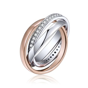 Anillo Enrollable Tricolor de Plata de Ley 925 de Diseño Duradero y Alta Calidad - Product Image 1