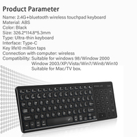 Teclado USB 3.0 Inalámbrico con Retroiluminación y Panel Táctil, Teclado Ergonómico para Android, para Computadora de Escritorio, Portátil, TV Box, 78 Teclas