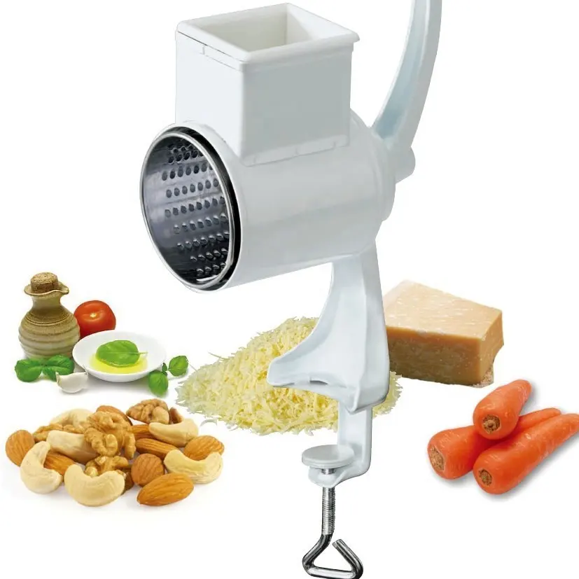 Kitchen Manual Stainless Steel Hand Operated Vegetable and Fruit Tools Rotary Cheese Grater Cheese Cutter Slicer