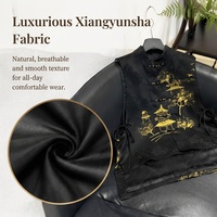 Gilet en soie Xiangyunsha peint à la main pour femme, coupe asymétrique, sans manches, style chinois moderne, ouvert sur le devant, pour superposition, vente en gros