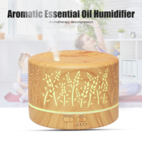 Diffuseur d'huiles essentielles ultrasonique à commande à distance avec lumière LED, 500 ml, effet bois, pour la maison et le bureau